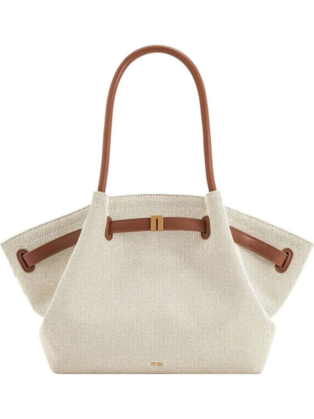 Women's Brown Canvas Faux Leather Casual Hana Medium Tote Bag For Key and Wallet